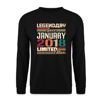 Birthday Gift Born In January 2018 - 2018 - Unisex Sweatshirt - black - Front - Alina (178cm) & Michal (187cm)