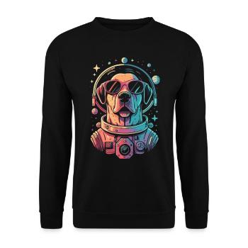 Retro Space Labrador Shirt Colorful Artwork - Unisex Sweatshirt - black - Front - Alina (178cm) & Michal (187cm)