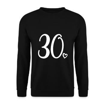 30. Geburtstag Frauen 30 Jahre alt Niedliche Nummer 30 - Unisex Pullover - Schwarz - Vorne - Alina (178cm) & Michal (187cm)