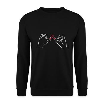 Deux mains avec boucle de coeur, Saint Valentin, amour - Sweat-shirt Unisexe - noir - Devant - Alina (178cm) & Michal (187cm)