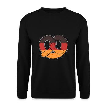 Brezel Deutschland - Unisex Pullover - Schwarz - Vorne - Alina (178cm) & Michal (187cm)