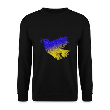 Friedenstaube Ukraine Mosaik - Unisex Pullover - Schwarz - Vorne - Alina (178cm) & Michal (187cm)