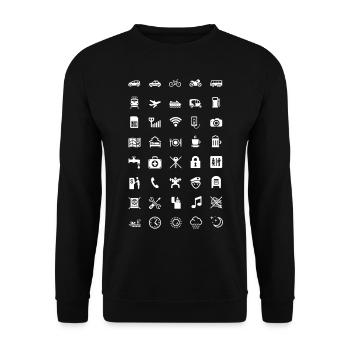T-shirt pour le voyage avec des icônes blanches - Sweat-shirt Unisexe - noir - Devant - Alina (178cm) & Michal (187cm)