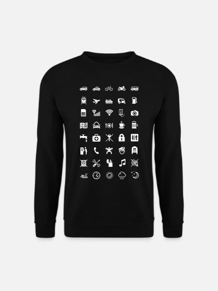 T-Shirt für die Reise mit weißen Symbolen - Unisex Pullover - Schwarz