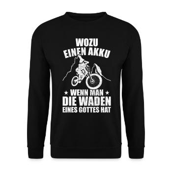 Downhill Wozu Einen Akku MTB Fahrer Mountainbike - Unisex Pullover - Schwarz - Vorne - Alina (178cm) & Michal (187cm)