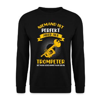 Trompeter Trompete Blasinstrument Jazz Musiker - Unisex Pullover - Schwarz - Vorne - Alina (178cm) & Michal (187cm)