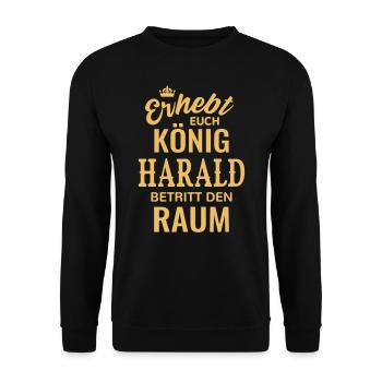 Name Harald König Geschenkidee Geburtstag lustig - Unisex Pullover - Schwarz - Vorne - Alina (178cm) & Michal (187cm)