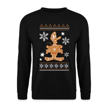 Looney Tunes Daffy Duck Cookie Christmas - Unisex Sweatshirt - black - Front - Alina (178cm) & Michal (187cm)