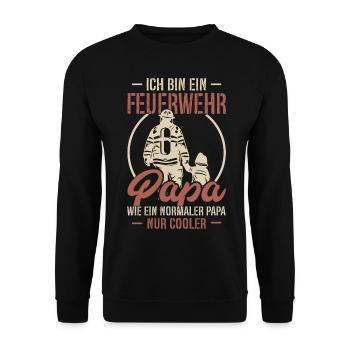 Feuerwehr Papa Wie Ein Normaler Papa Nur Cooler - Unisex Pullover - Schwarz - Vorne - Alina (178cm) & Michal (187cm)