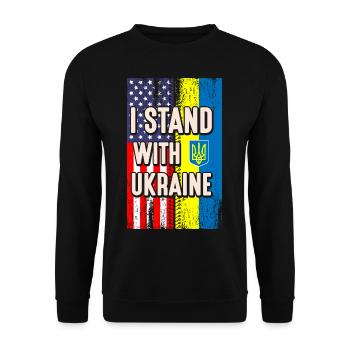 Je me tiens avec ukraine drapeau américain - Sweat-shirt Unisexe - noir - Devant - Alina (178cm) & Michal (187cm)