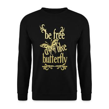Gold - frei wie ein Schmetterling - Unisex Pullover - Schwarz - Vorne - Alina (178cm) & Michal (187cm)