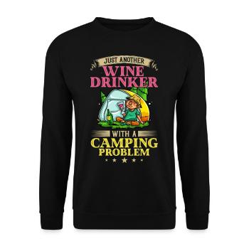 Camping Wine Drinker Beginner Camper Hiking - Unisex Sweatshirt - black - Front - Alina (178cm) & Michal (187cm)