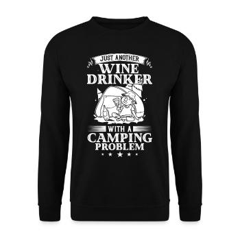Camping Wine Drinker Beginner Camper Hiking - Unisex Sweatshirt - black - Front - Alina (178cm) & Michal (187cm)