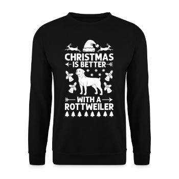 Rottweiler Hund Welpen Besitzer Halter Weihnachten - Unisex Pullover - Schwarz - Vorne - Alina (178cm) & Michal (187cm)