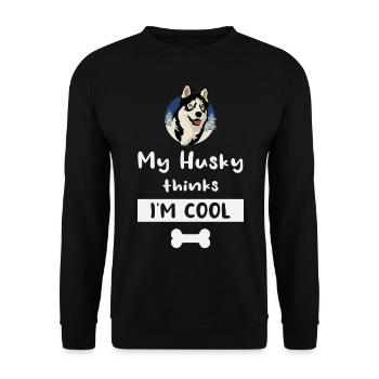 Husky Schlitten Hunderennen Alaskan Racers - Unisex Pullover - Schwarz - Vorne - Alina (178cm) & Michal (187cm)