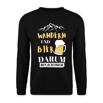 Wandern und Bier Bergwanderung für Biertrinker - Unisex Pullover - Schwarz - Vorne - Alina (178cm) & Michal (187cm)