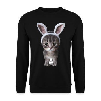 Chat avec oreilles de lapin - Sweat-shirt Unisexe - noir - Devant - Alina (178cm) & Michal (187cm)