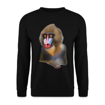 Mandrill Affe - Unisex Pullover - Schwarz - Vorne - Alina (178cm) & Michal (187cm)