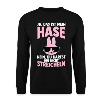Nagetier Kaninchen Hase - Unisex Pullover - Schwarz - Vorne - Alina (178cm) & Michal (187cm)