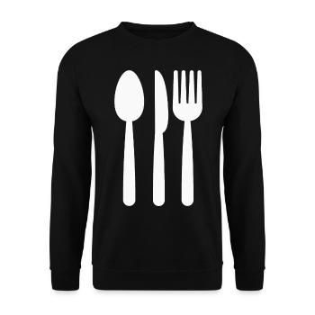 Cuillère Couteau Fourchette Cuisinier - Sweat-shirt Unisexe - noir - Devant - Alina (178cm) & Michal (187cm)