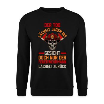 Feuerwehrmann Feuerwehr - Unisex Pullover - Schwarz - Vorne - Alina (178cm) & Michal (187cm)