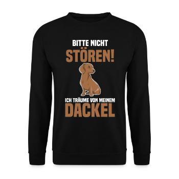 Hund Dackel - Unisex Pullover - Schwarz - Vorne - Alina (178cm) & Michal (187cm)