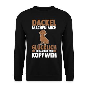 Hund Dackel - Unisex Pullover - Schwarz - Vorne - Alina (178cm) & Michal (187cm)