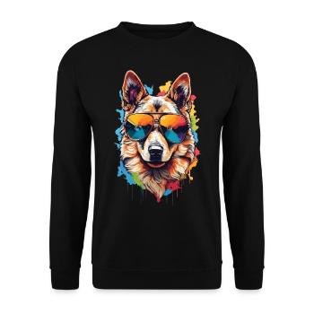 Cool German Shepherd with Sunglasses: Sweet Elegance - Unisex Sweatshirt - black - Front - Alina (178cm) & Michal (187cm)