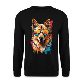 German Shepherd in Sunglasses: Cool & Cute - Unisex Sweatshirt - black - Front - Alina (178cm) & Michal (187cm)