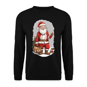 Festlicher Winterzauber Weihnachten Weihnachtsmann - Unisex Pullover - Schwarz - Vorne - Alina (178cm) & Michal (187cm)