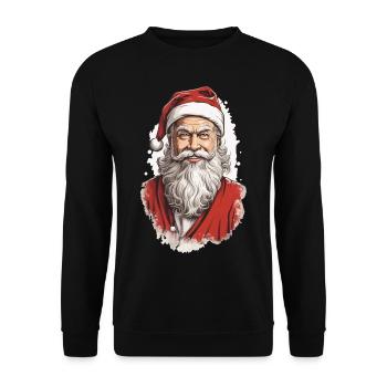 Klassischer Weihnachtsmann im Winter Retro Design - Unisex Pullover - Schwarz - Vorne - Alina (178cm) & Michal (187cm)