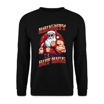 Bath Santa Claus Muscles Strong Christmas - Unisex Sweatshirt - black - Front - Alina (178cm) & Michal (187cm)