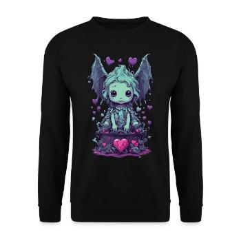 Goule gothique Kawaii amour monstre Pastel Design - Sweat-shirt Unisexe - noir - Devant - Alina (178cm) & Michal (187cm)