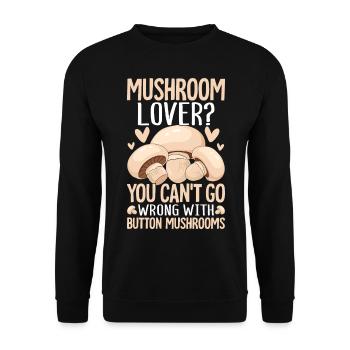 Mushrooms Gifts- Pilze Geschenkidee- Pilze Tshirt - Unisex Pullover - Schwarz - Vorne - Alina (178cm) & Michal (187cm)