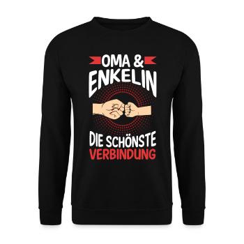 Oma Großmutter und Enkelin - Unisex Pullover - Schwarz - Vorne - Alina (178cm) & Michal (187cm)