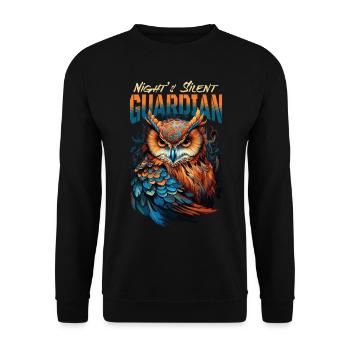 Owl Bird Guardian Night Nature Mystical Colorful Art - Unisex Sweatshirt - black - Front - Alina (178cm) & Michal (187cm)