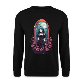 Goth E-Girl Dark Anime Roses Esthétique - Sweat-shirt Unisexe - noir - Devant - Alina (178cm) & Michal (187cm)