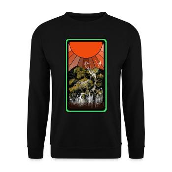 Wildnis Waldtier Hirsch Elch Natur Sonne Rotwild - Unisex Pullover - Schwarz - Vorne - Alina (178cm) & Michal (187cm)