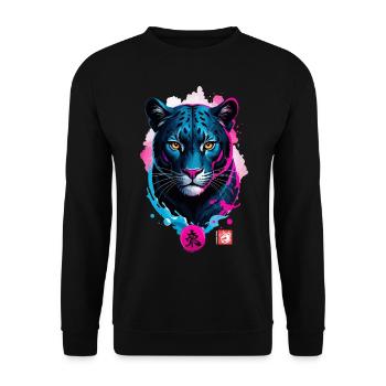Panther Dream Pink Blau - Unisex Pullover - Schwarz - Vorne - Alina (178cm) & Michal (187cm)