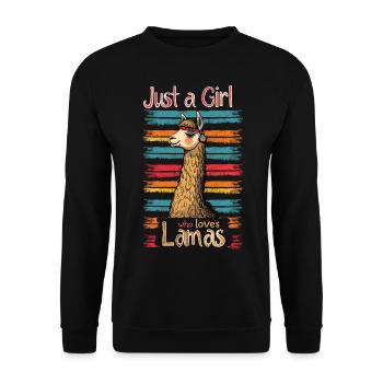 Llama Alpaca Vintage Just a Girl who loves Llamas - Unisex Sweatshirt - black - Front - Alina (178cm) & Michal (187cm)