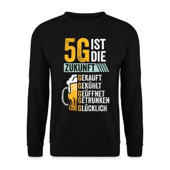 5G ist die Zukunft Biertrinker Bierliebhaber - Unisex Pullover - Schwarz - Vorne - Alina (178cm) & Michal (187cm)