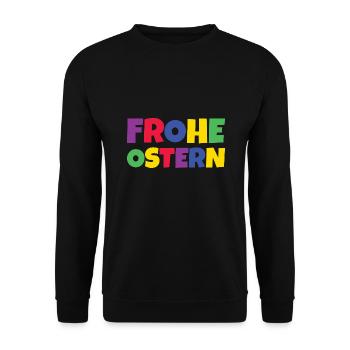 Frohe Ostern Bunt - Unisex Pullover - Schwarz - Vorne - Alina (178cm) & Michal (187cm)