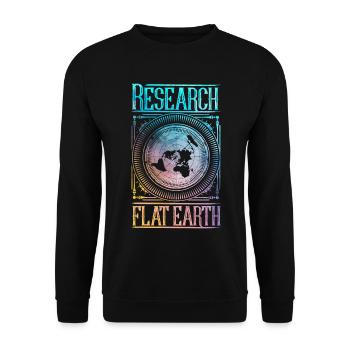 Flache Erde - Research Flat Earth - Unisex Pullover - Schwarz - Vorne - Alina (178cm) & Michal (187cm)