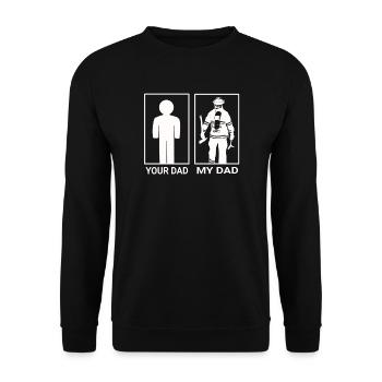 your dad my dad Feuerwehr Mann Geschenk Papa - Unisex Pullover - Schwarz - Vorne - Alina (178cm) & Michal (187cm)