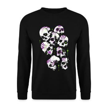 Totenköpfe Totenschädel Halloween Sugar Skulls - Unisex Pullover - Schwarz - Vorne - Alina (178cm) & Michal (187cm)