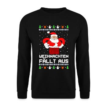 Weihnachten fällt aus Ugly Christmas Fun - Unisex Pullover - Schwarz - Vorne - Alina (178cm) & Michal (187cm)