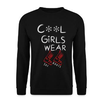 Cool Girls Wear Ski Boots - Skiing Winter Sports - Unisex Pullover - Schwarz - Vorne - Alina (178cm) & Michal (187cm)