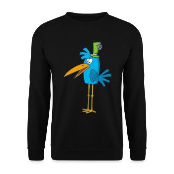 Oiseau bleu et son chapeau - Sweat-shirt Unisexe - noir - Devant - Alina (178cm) & Michal (187cm)