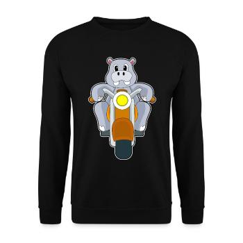 Hippopotamus Motorcycle - Unisex Sweatshirt - black - Front - Alina (178cm) & Michal (187cm)
