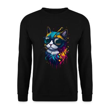Cute cat - Unisex Sweatshirt - black - Front - Alina (178cm) & Michal (187cm)